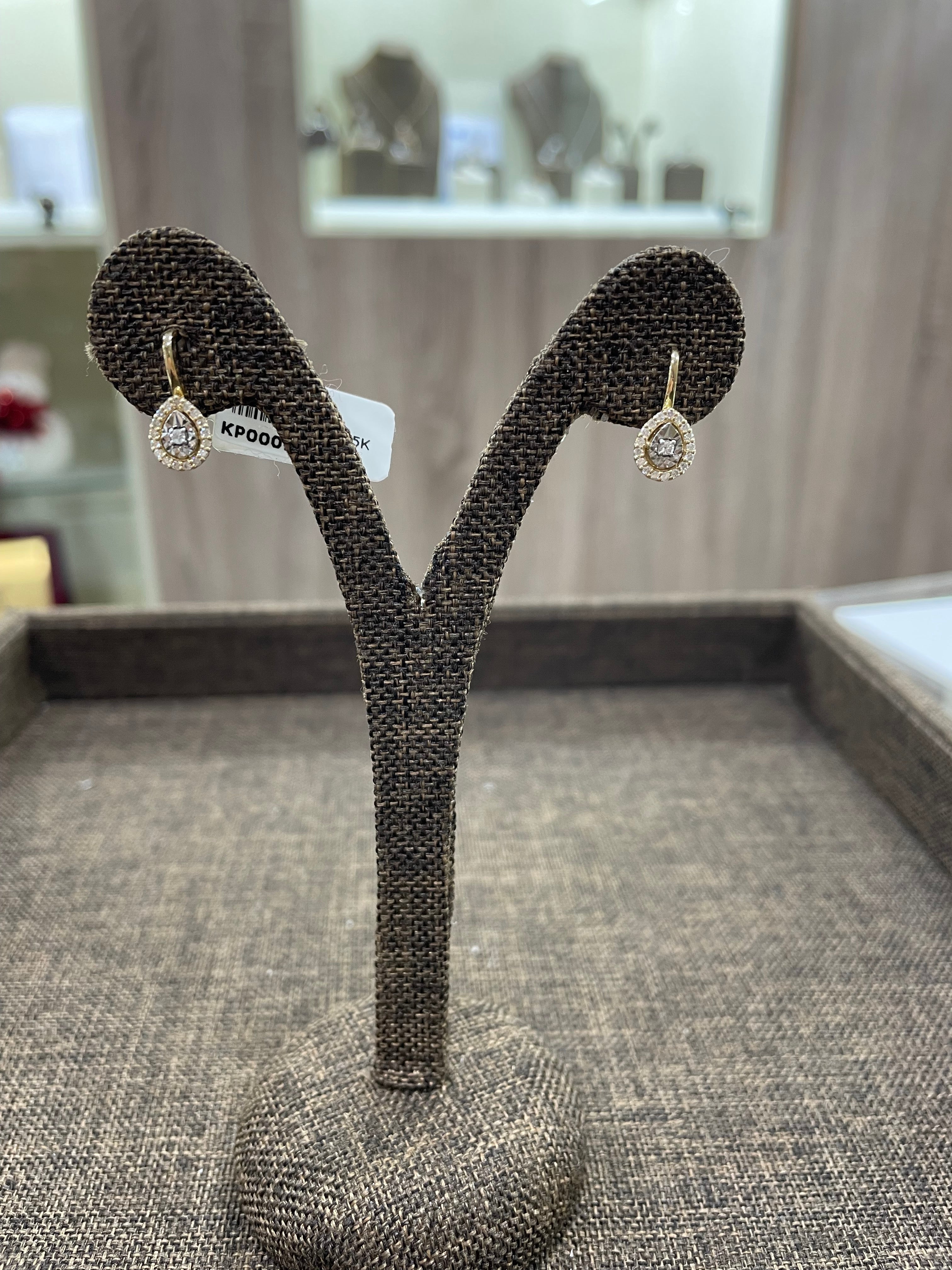 Обеци жълто и бяло злато с диаманти 0.22 карата